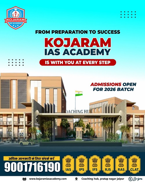 Kojaram IAS Academy in Jaipur offers comprehensive coaching for a wide range of competitive exams, including IAS, IPS, IFS, RJS, RAS, CLAT, CUET, and RAJ-JET